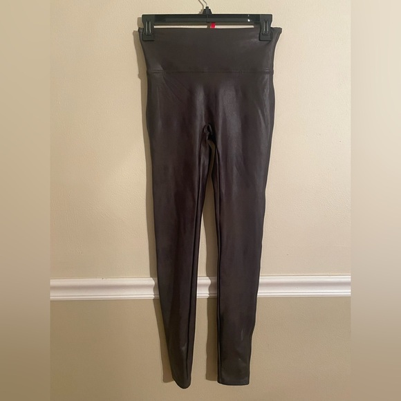 Spanx Shape faux leather leggings with control, worn twice. Size medium. - Picture 1 of 3